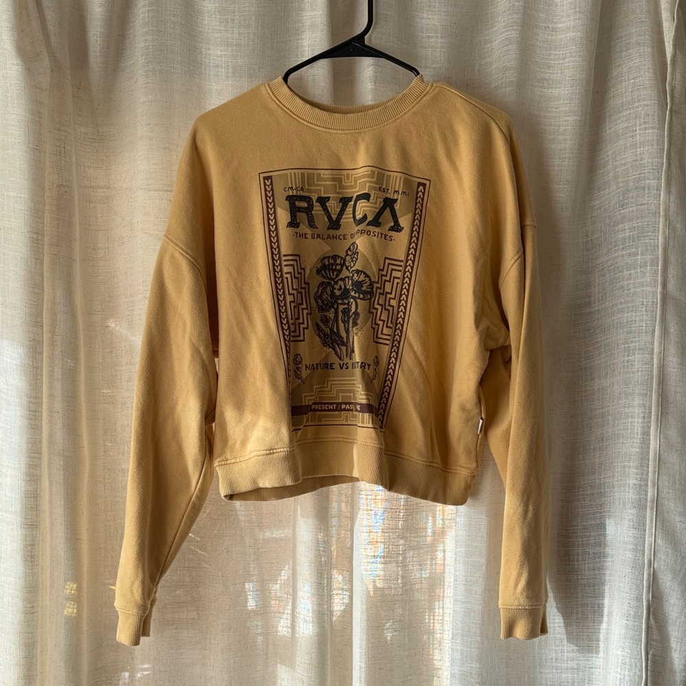 RVCA Women's Mustard Graphic Crop Hoodie